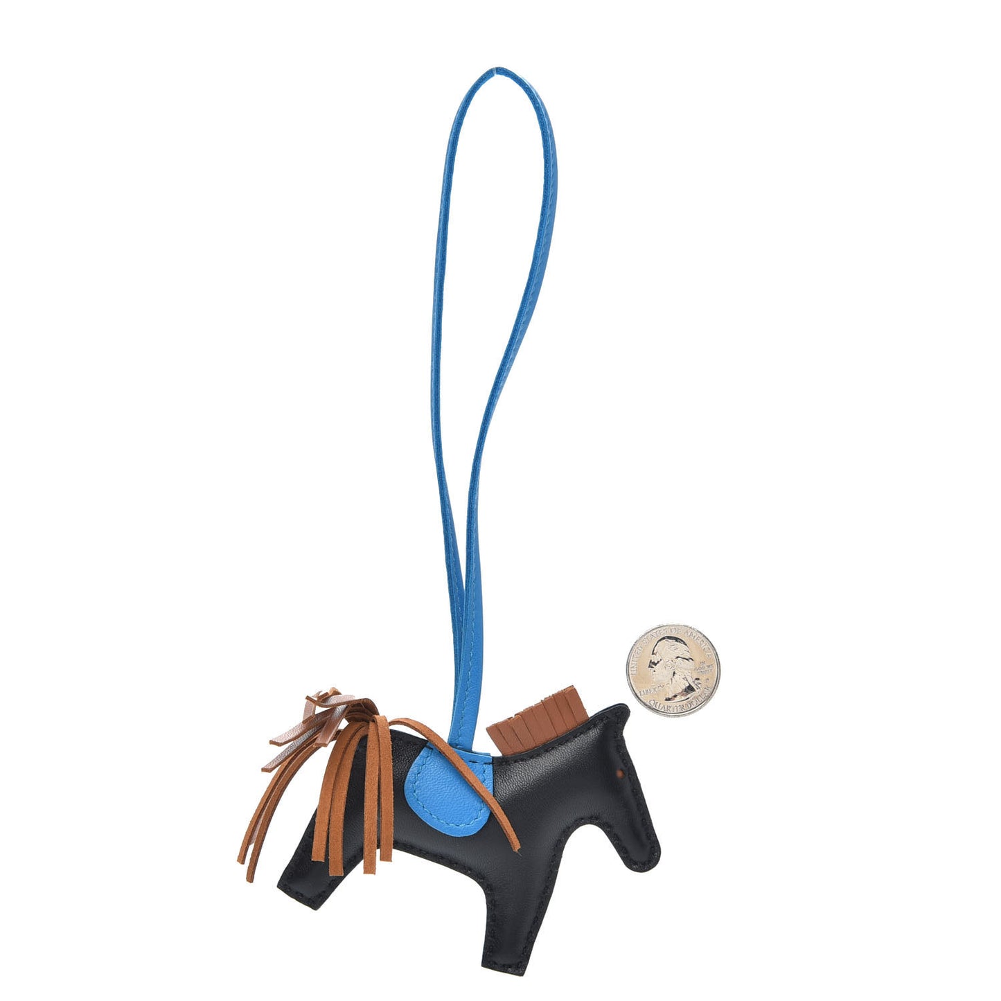 Milo Lambskin Grigri Rodeo Horse Bag Charm PM Black Gold Bleu Zanzibar