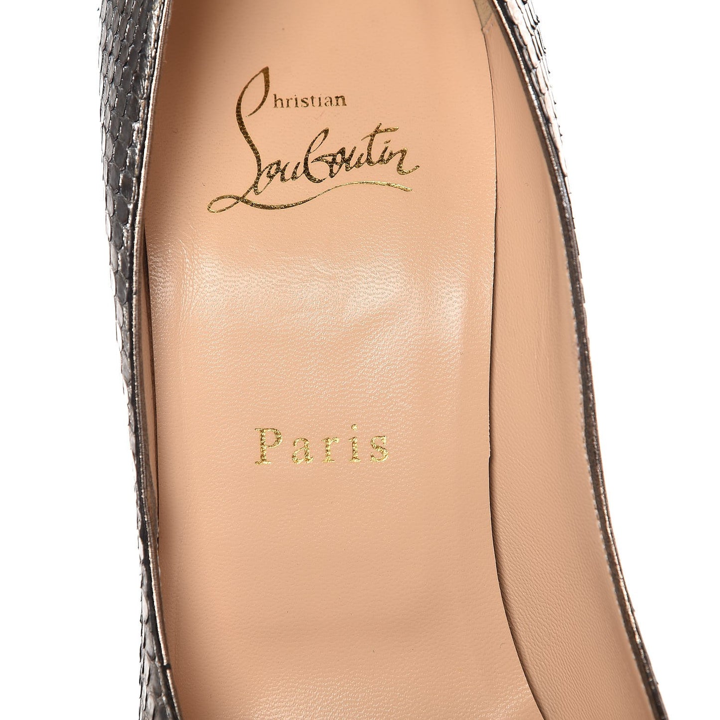 Metallic Python Lady Peep 150 Pumps 39 Antique Silver