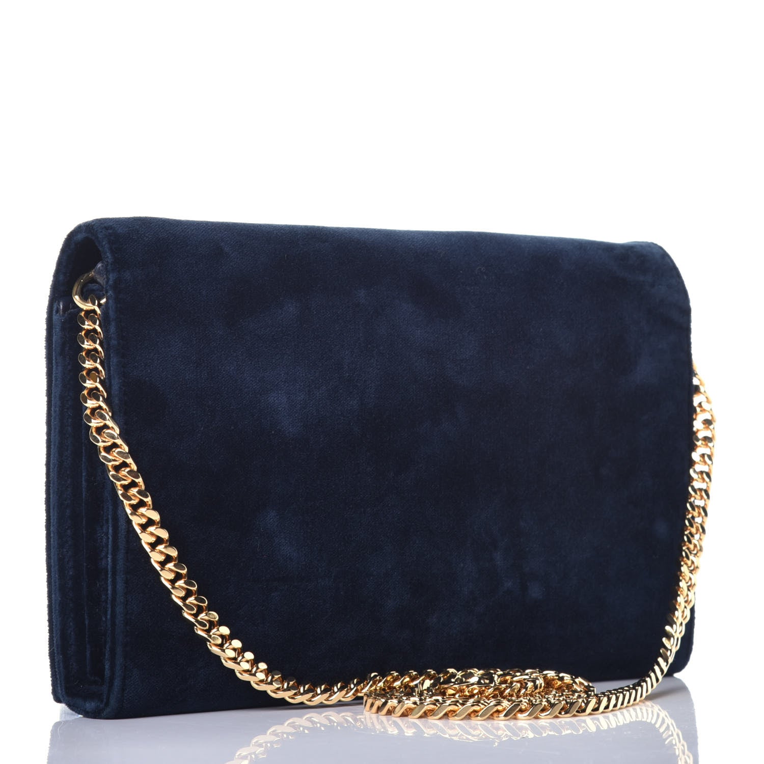 Saint Laurent Velvet Monogram Chain Wallet Legion Blue 3 of 8