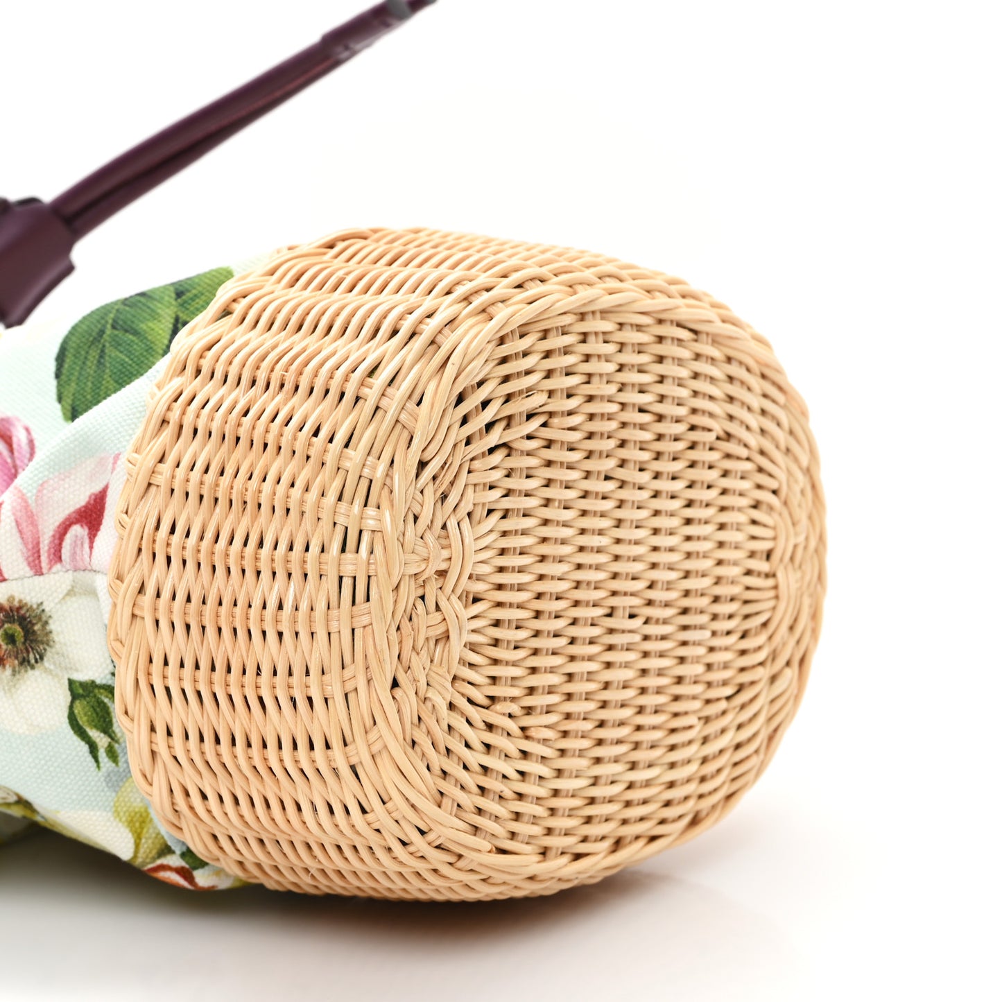 Wicker Canvas Floral Print Millennials Bucket Bag Multicolor