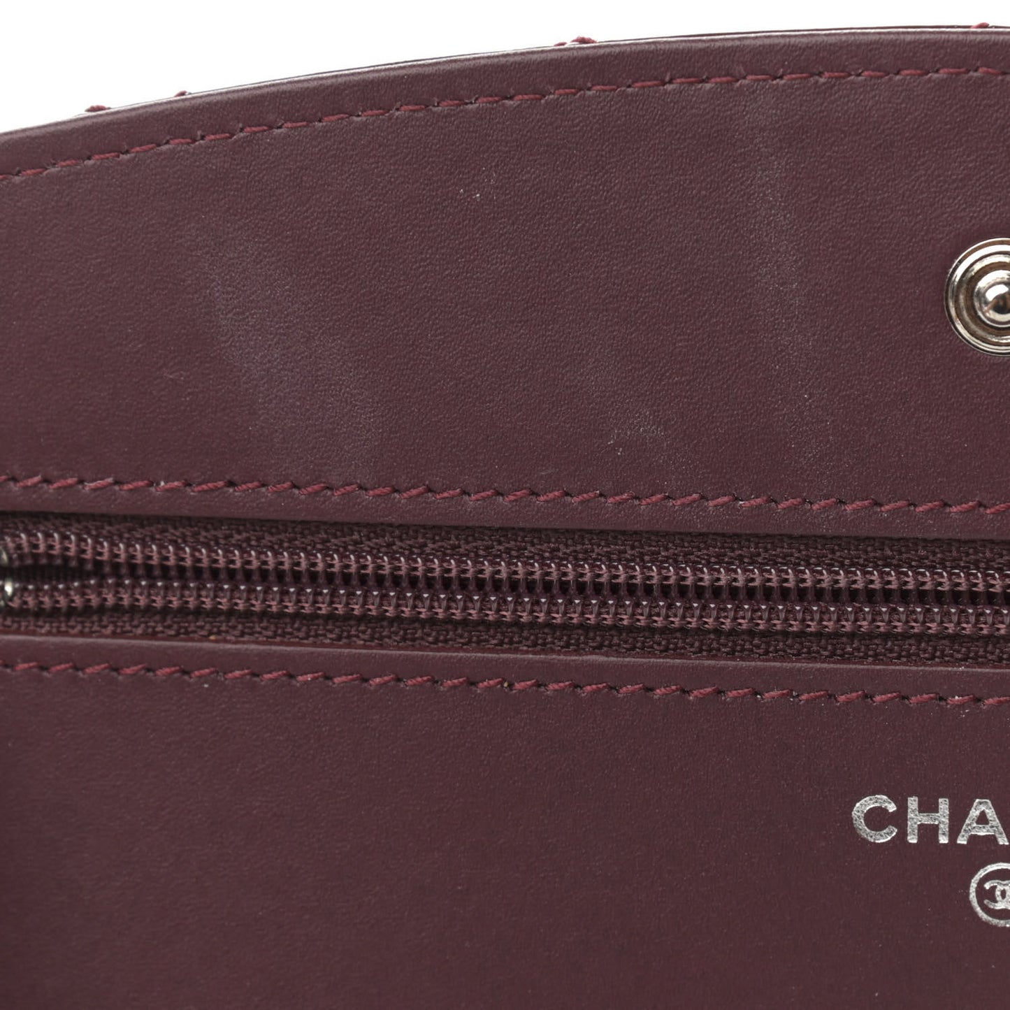 Patent Quilted Brilliant Wallet On Chain WOC Dark Burgundy