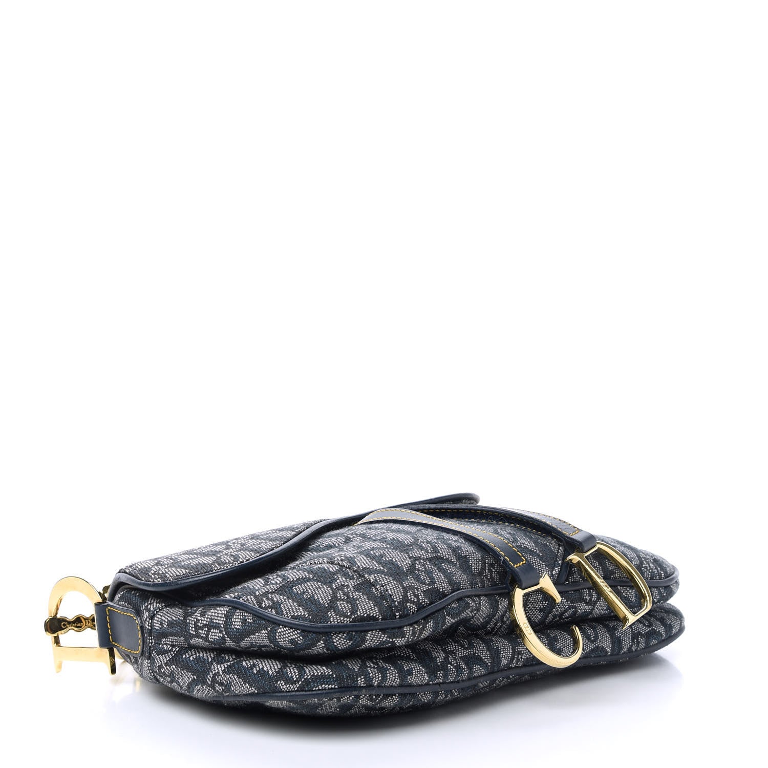 Christian Dior Monogram Double Saddle Bag Navy Blue 4 of 12