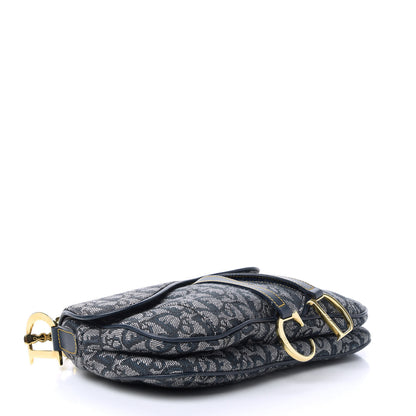Christian Dior Monogram Double Saddle Bag Navy Blue 4 of 12