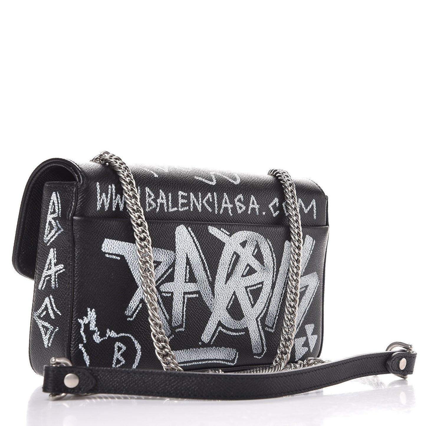 Calfskin Graffiti BB Chain Wallet Black White