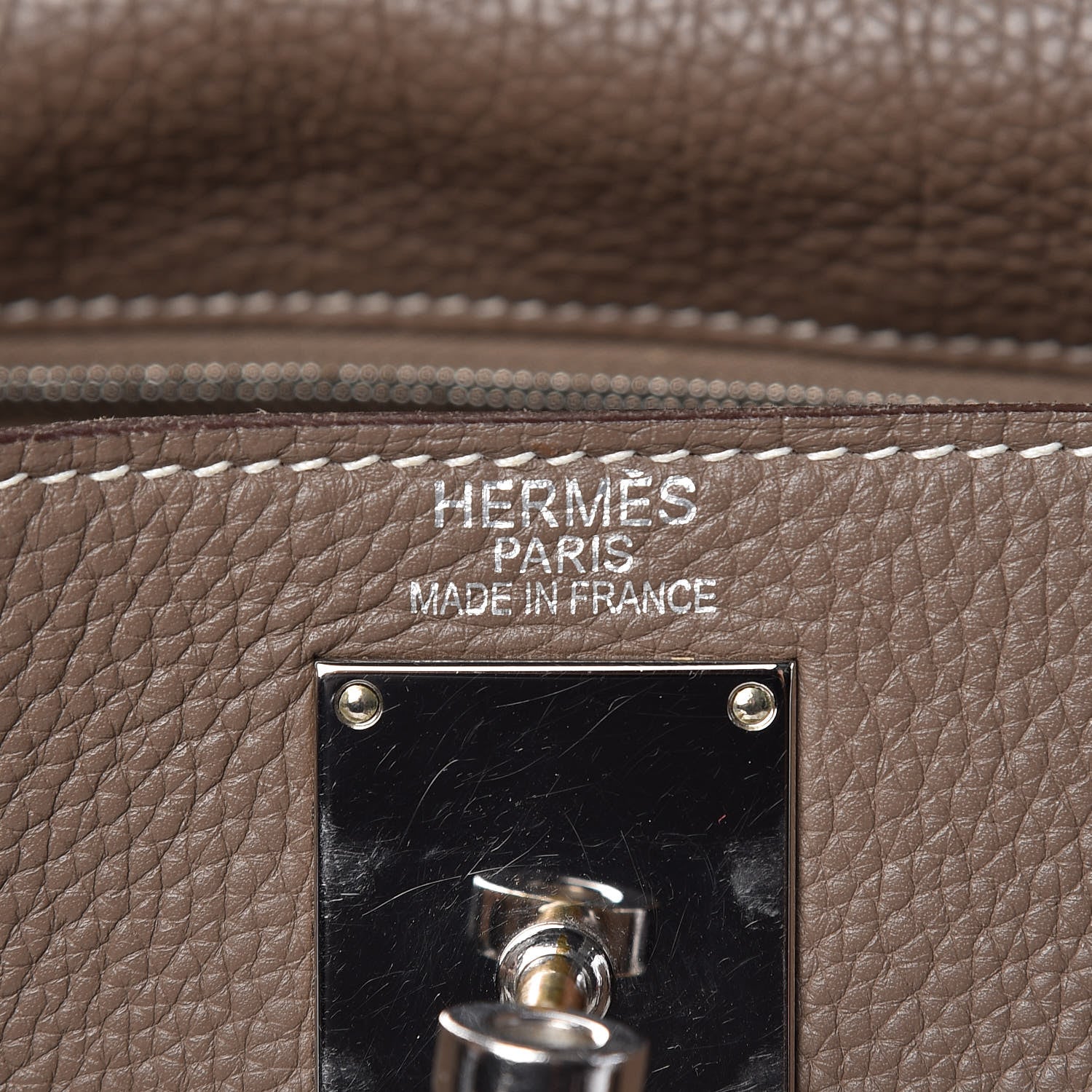 Hermes Taurillon Clemence Shoulder Kelly 40 Etoupe 6 of 14