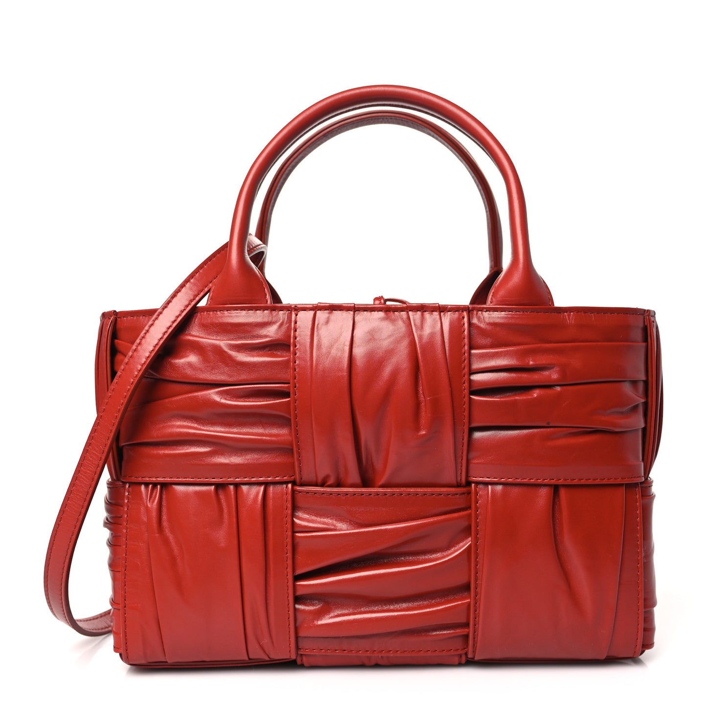 Foulard Intrecciato Pleated Mini Arco Tote Red