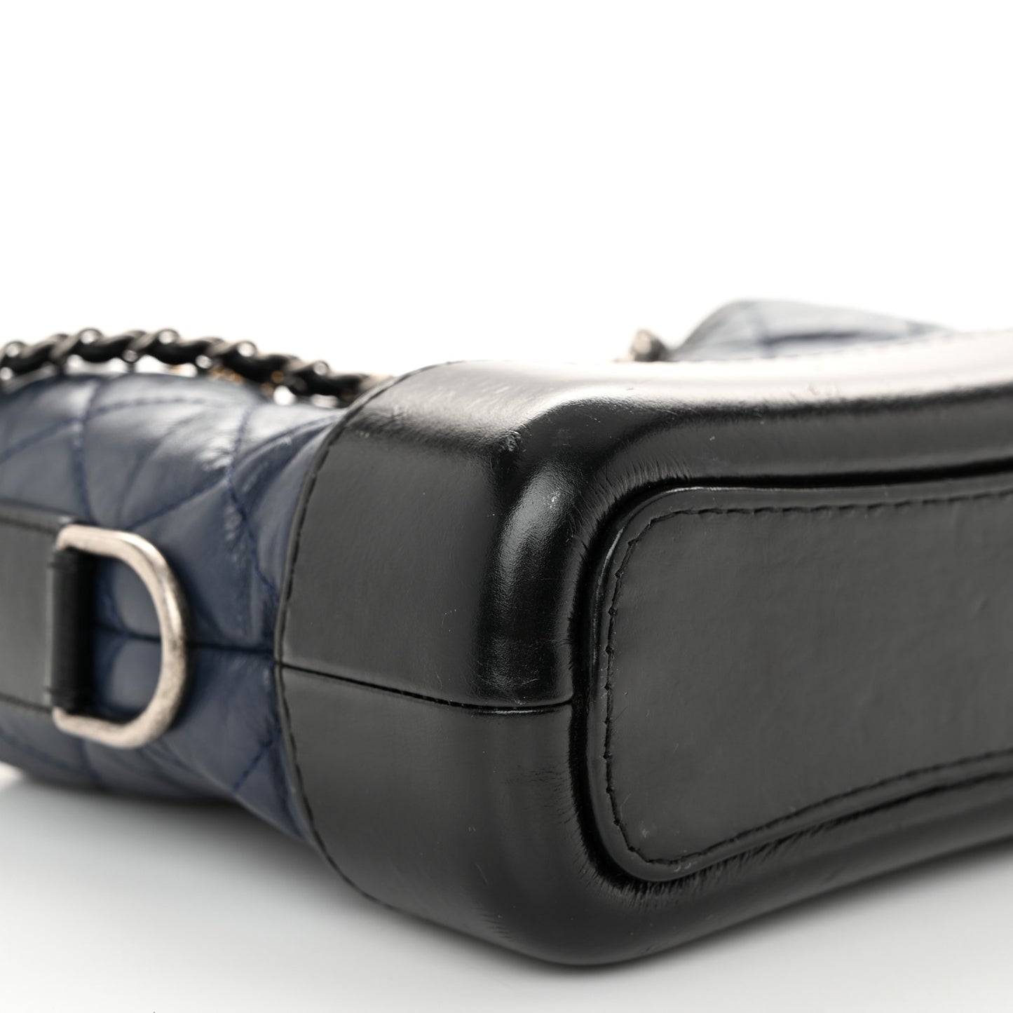 Aged Calfskin Quilted Small Gabrielle Hobo Navy Black