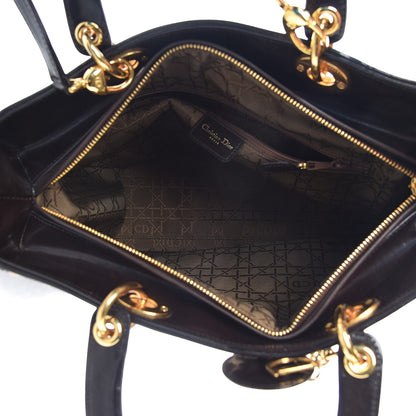 Christian Dior Patent Pony Hair Leopard Print Large Lady Dior Brown 5 of 12
