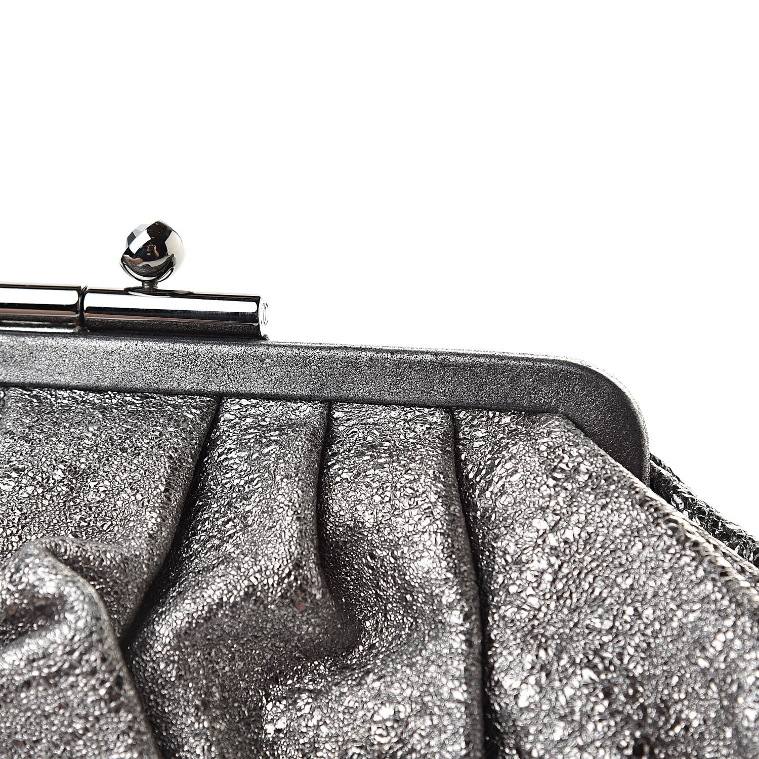 Chanel Metallic Crackled Calfskin Monte Carlo Clutch Dark Silver 8 of 8