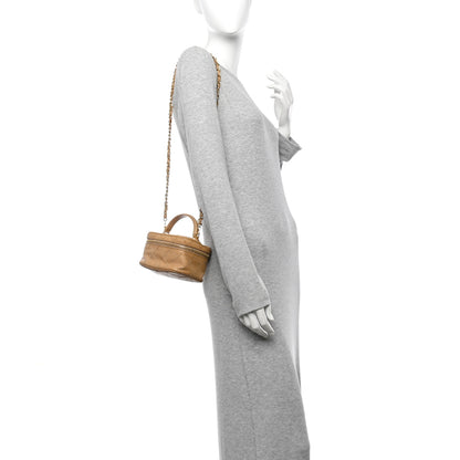 Chanel Lambskin Diamond Stitched Vanity Case With Chain Beige 2 of 11