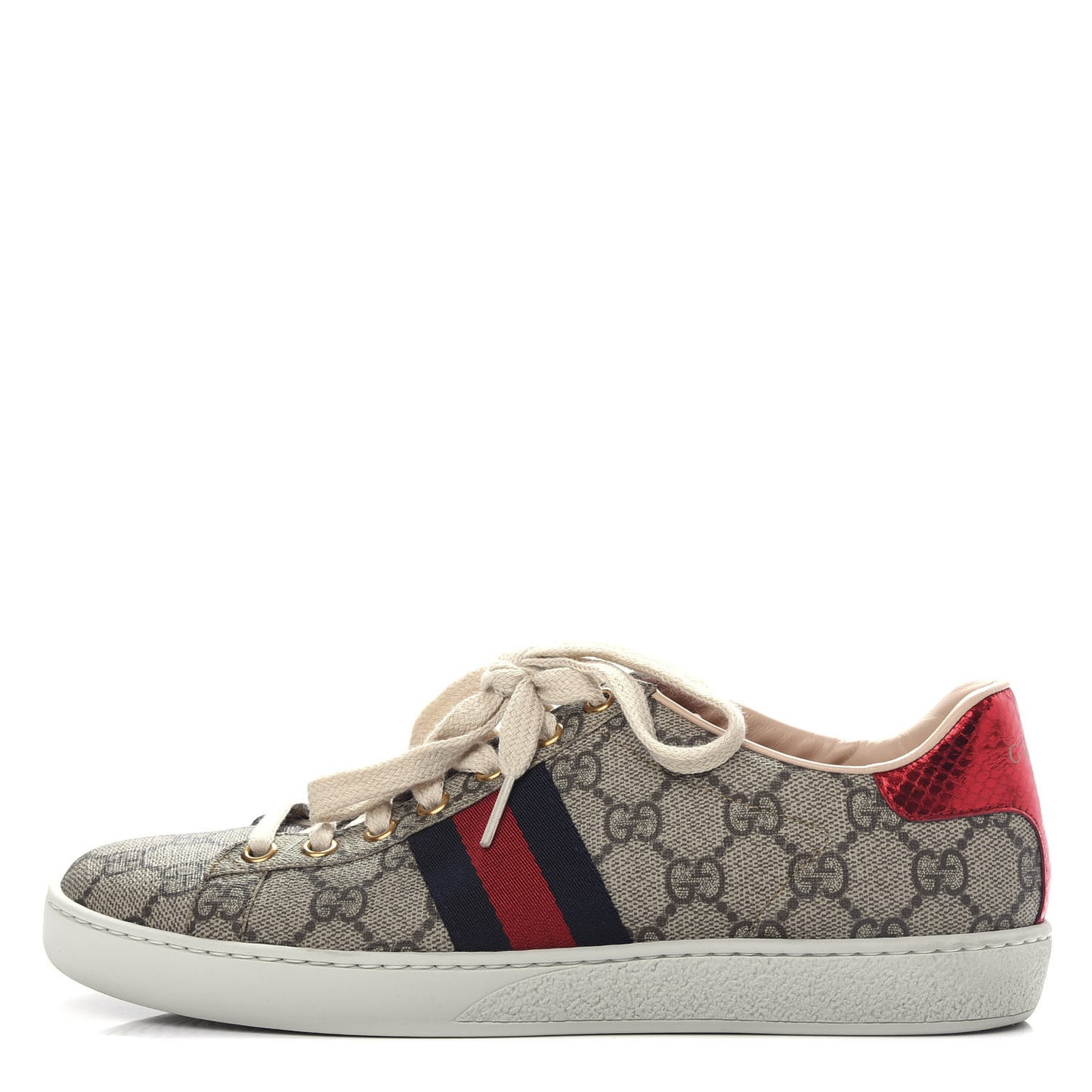 GG Supreme Monogram Womens Ace Low-Top Sneaker 37 Beige