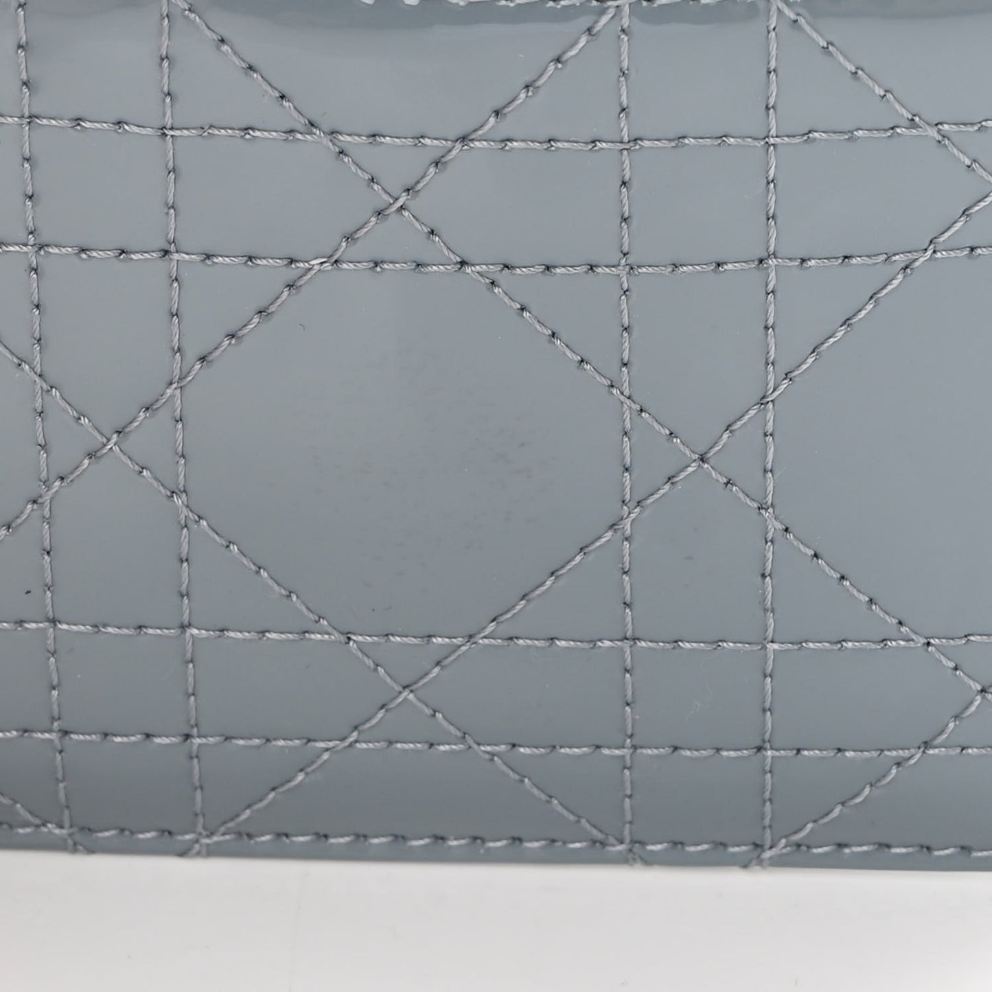 Patent Cannage Lady Dior Card Holder Cloud Blue