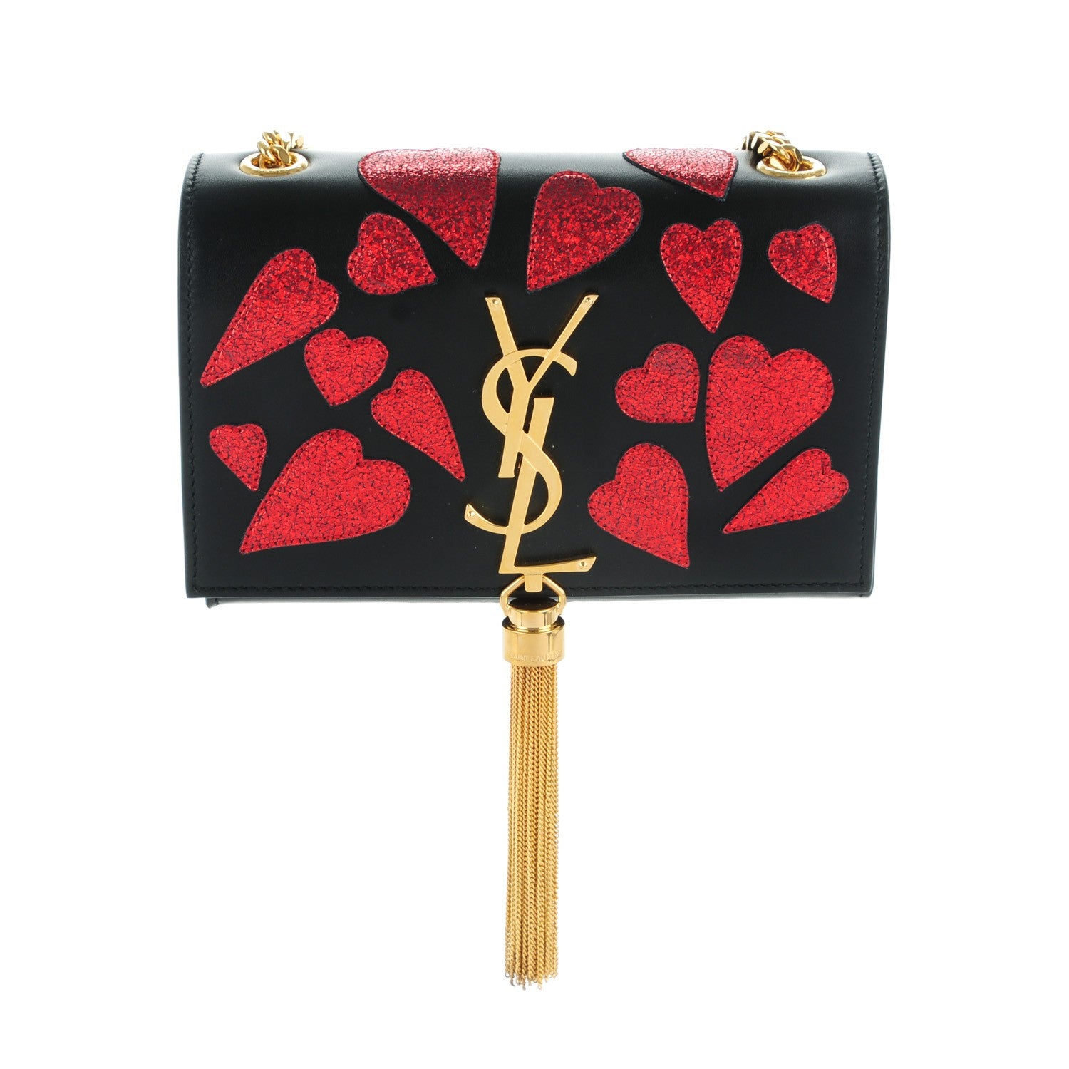 Saint Laurent Calfskin Small Monogram Kate Tassel Heart Satchel Black Rouge 1 of 6