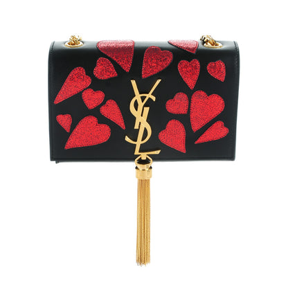 Saint Laurent Calfskin Small Monogram Kate Tassel Heart Satchel Black Rouge 1 of 6