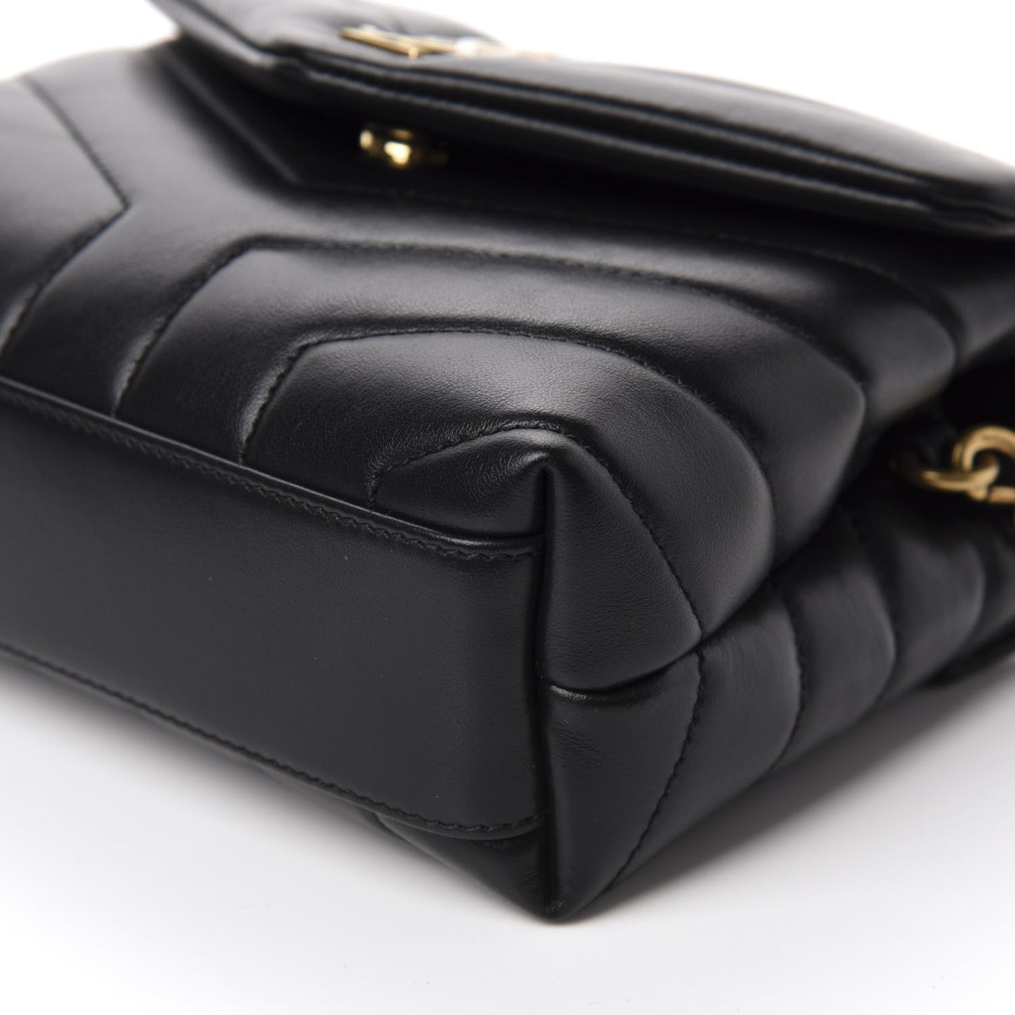 Calfskin Y Quilted Monogram Toy Loulou Crossbody Bag Black