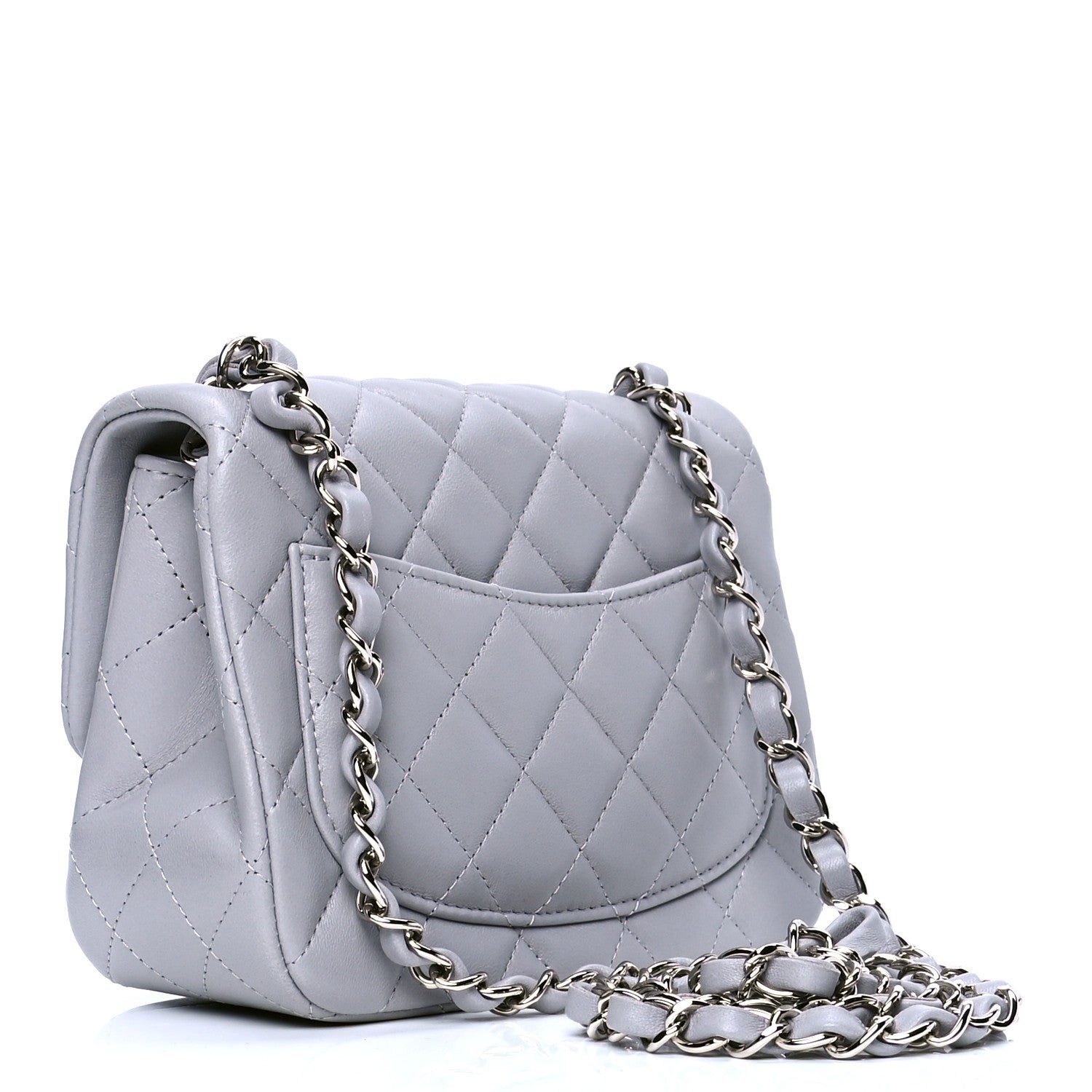 Chanel Lambskin Quilted Mini Square Flap Light Grey 2 of 4