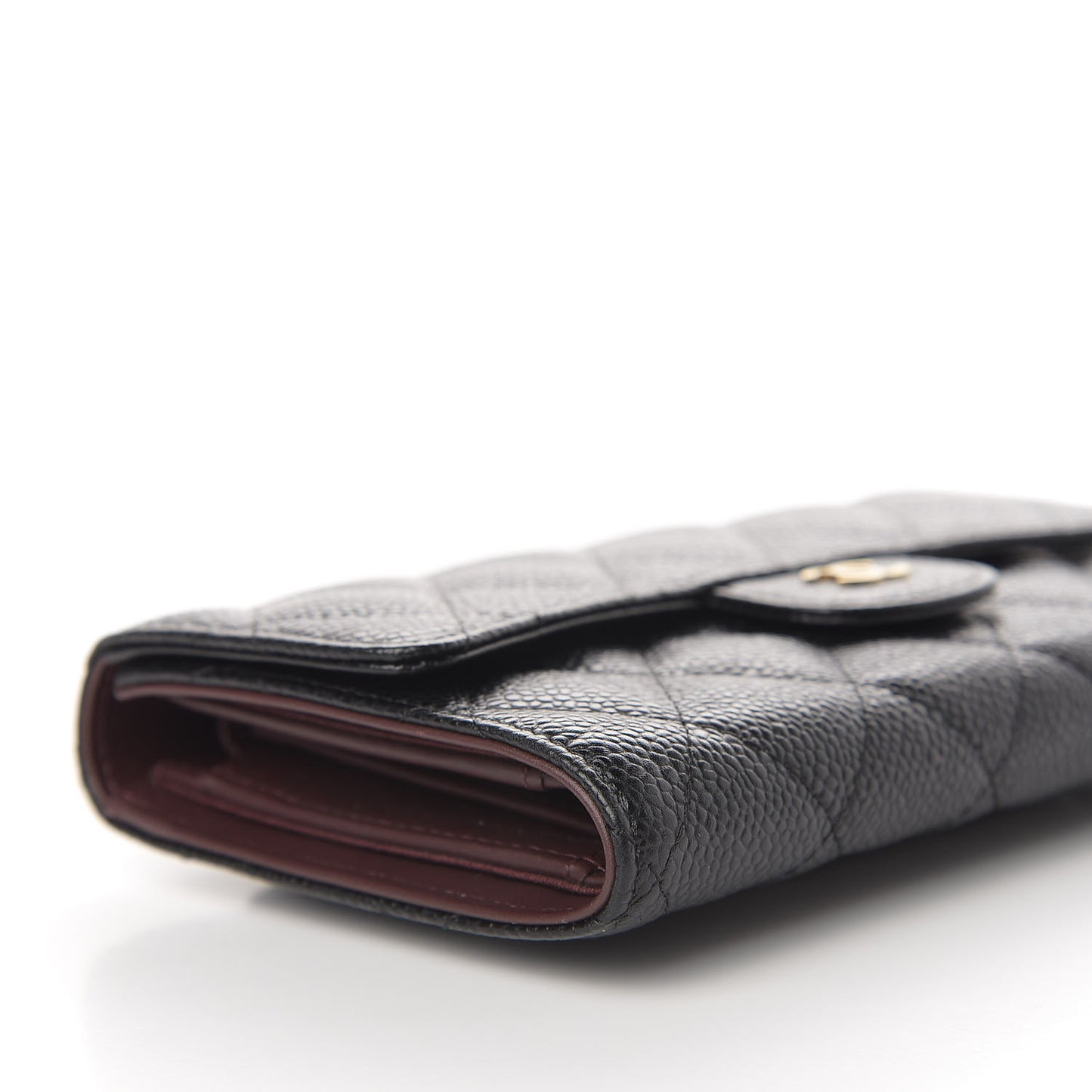 Caviar Quilted Large Flap Wallet Black
