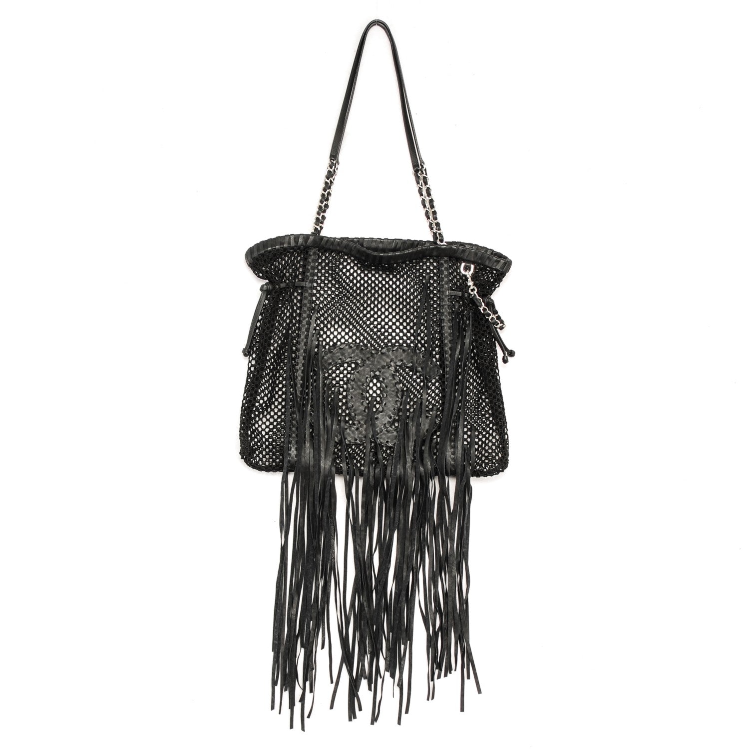 Chanel Calfskin Fringe La Madrague Large Tote Black 1 of 7