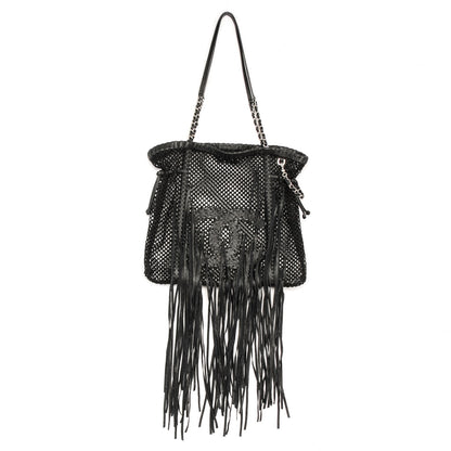 Chanel Calfskin Fringe La Madrague Large Tote Black 1 of 7