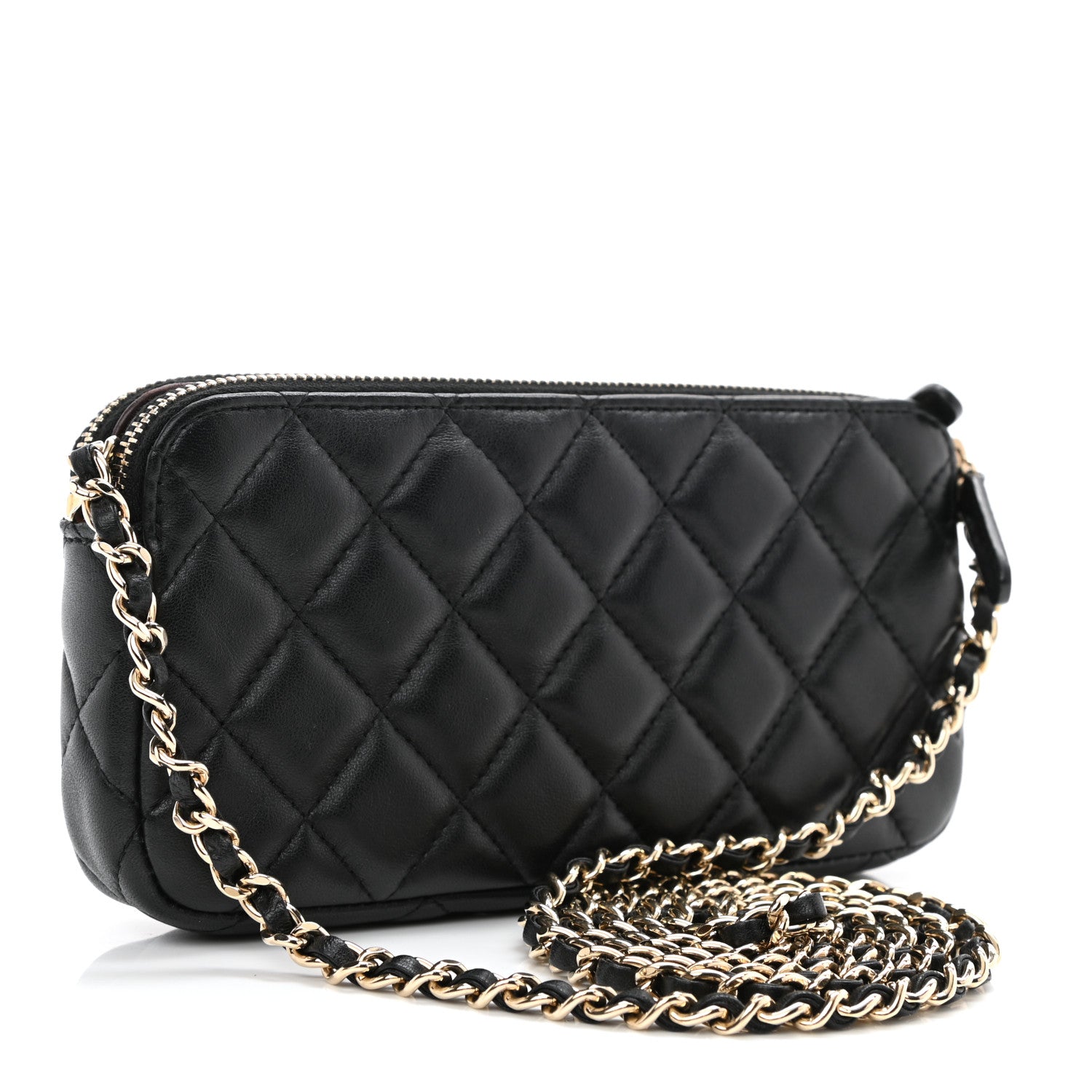 Chanel Lambskin Quilted Small Clutch With Chain Black 3 of 11