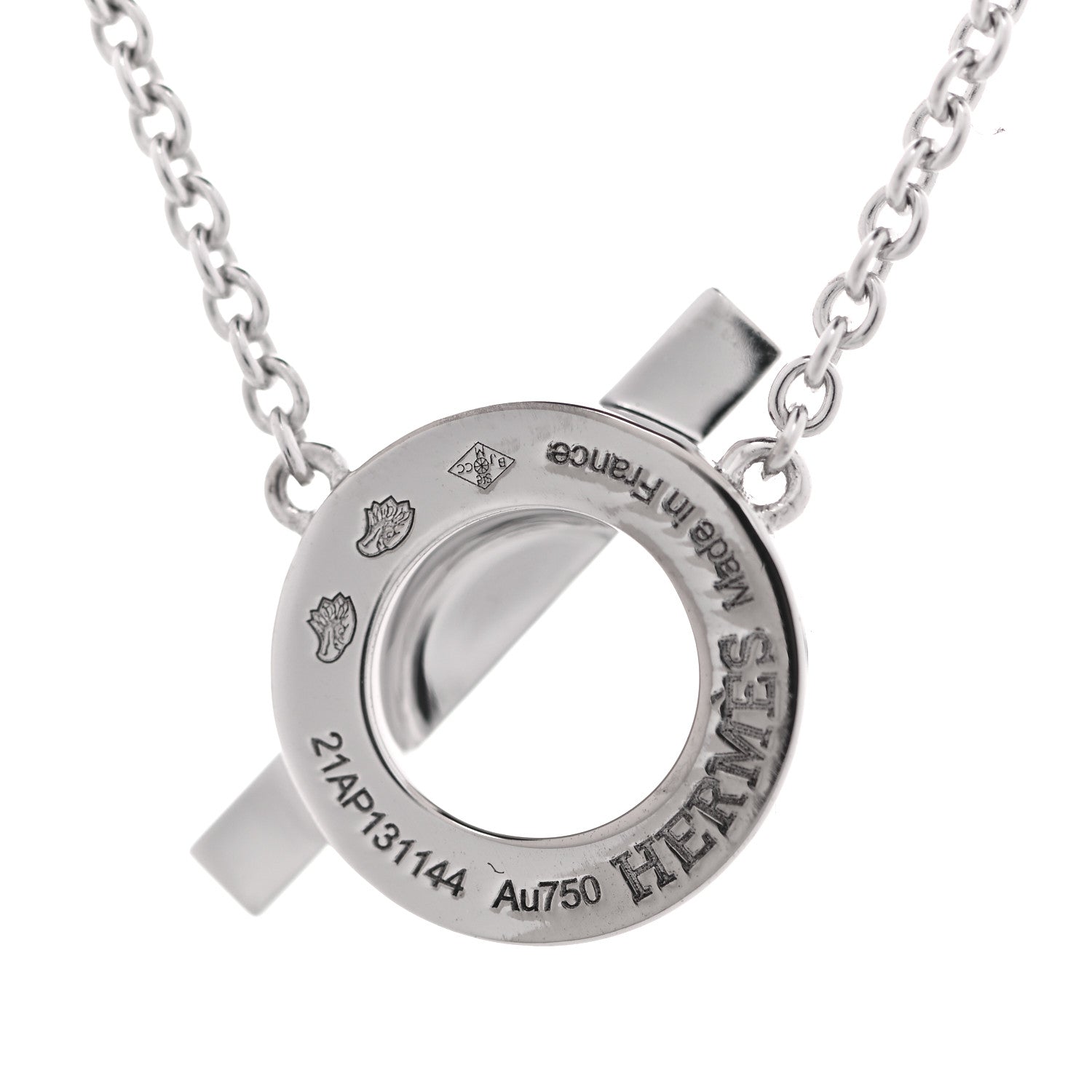Hermes 18K White Gold Diamond Finesse Pendant Necklace 9 of 13