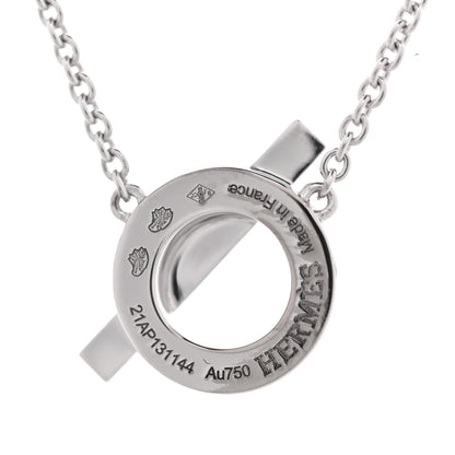 Hermes 18K White Gold Diamond Finesse Pendant Necklace 9 of 13
