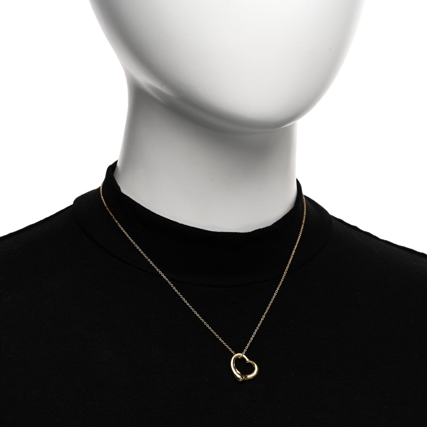 18K Yellow Gold 16mm Elsa Peretti Open Heart Pendant Necklace