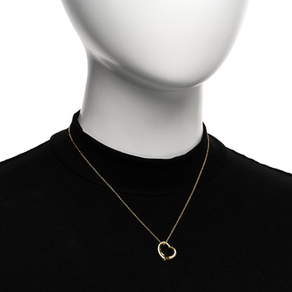 Tiffany 18K Yellow Gold 16mm Elsa Peretti Open Heart Pendant Necklace 2 of 4