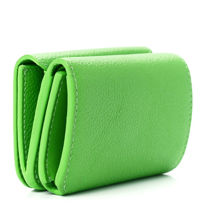 Balenciaga Calfskin Logo Everyday Mini Wallet Green Pink 3 of 11