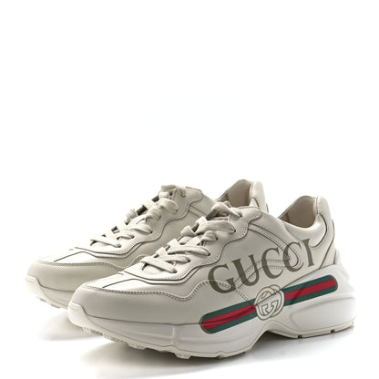 Gucci Calfskin Logo Womens Rhyton Sneakers 39 Ivory 3 of 9