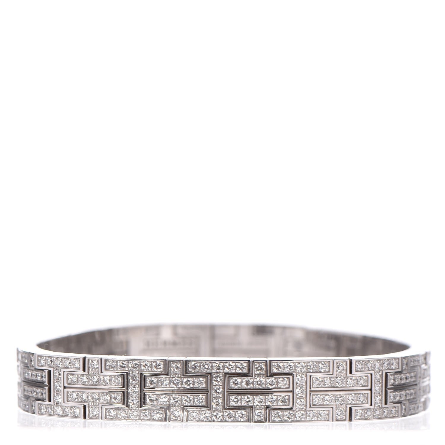 Hermes 18K White Gold Diamond Kilim Bracelet 1 of 7
