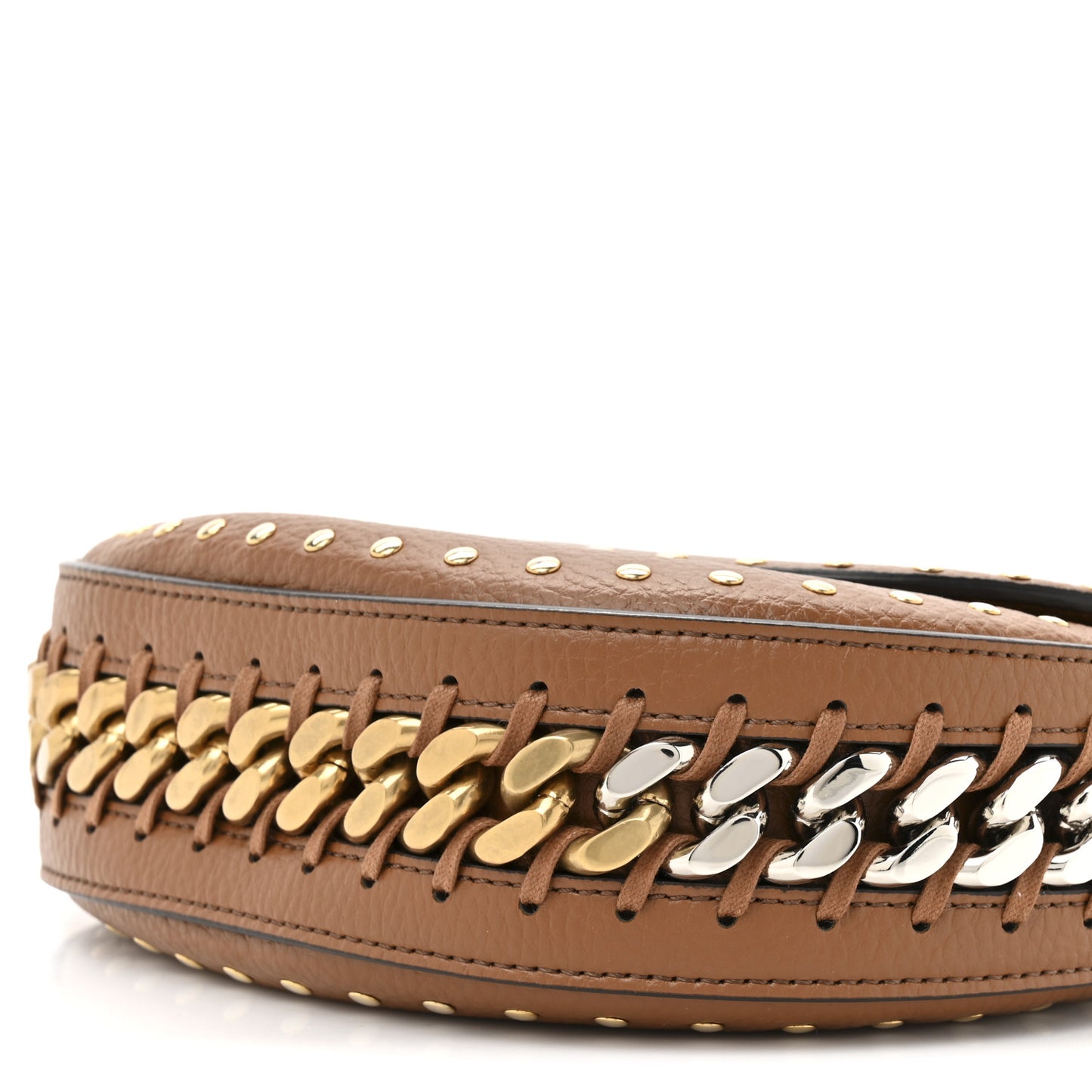 Eco Grainy Alter Mat Studded Frayme Flap Shoulder Bag Pecan