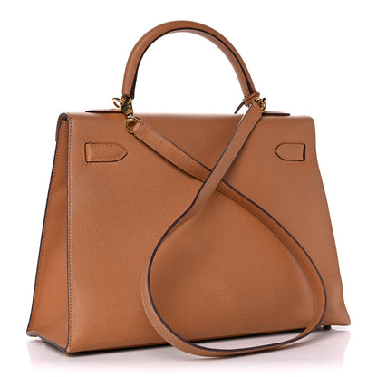 Hermes Epsom Kelly Sellier 32 Camel Tabac 3 of 23