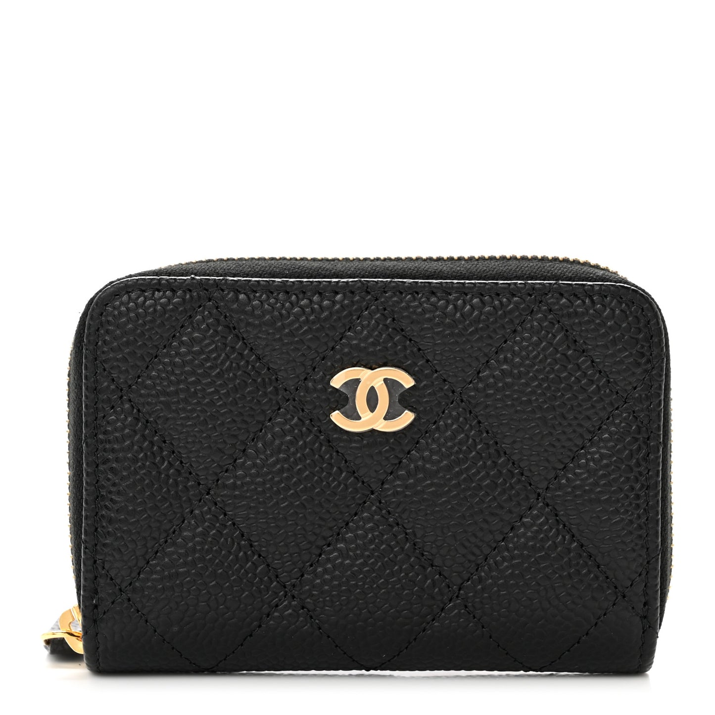 Caviar Quilted Zip Coin Purse Black