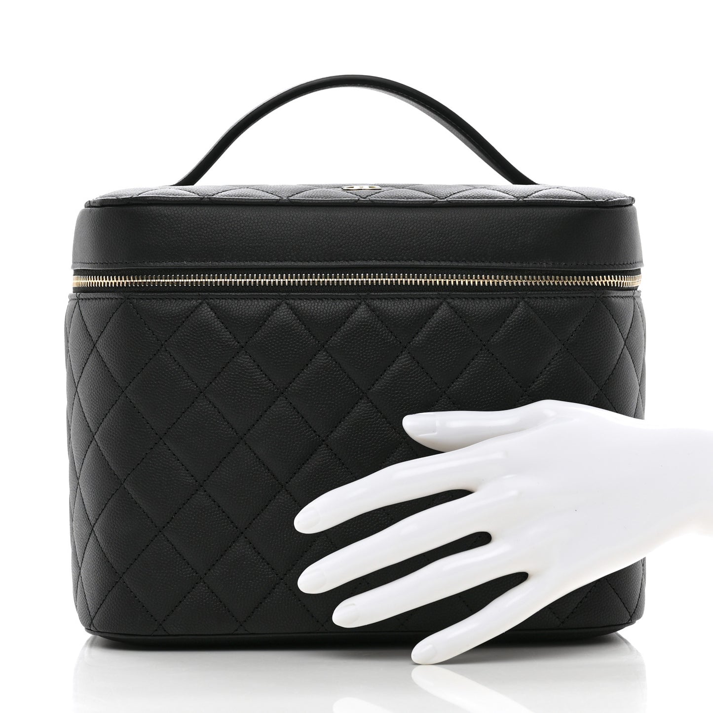 Caviar Quilted Large Vanity Pouch Black