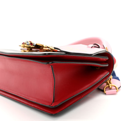 Gucci Calfskin Sylvie Web Small Queen Margaret Top Handle Bag Blue Agata Hibiscus Red Mystic White Sugar Pink 10 of 11