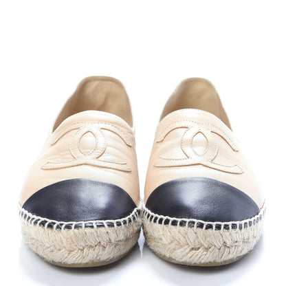 Chanel Lambskin CC Espadrilles 38 Beige Black 2 of 10