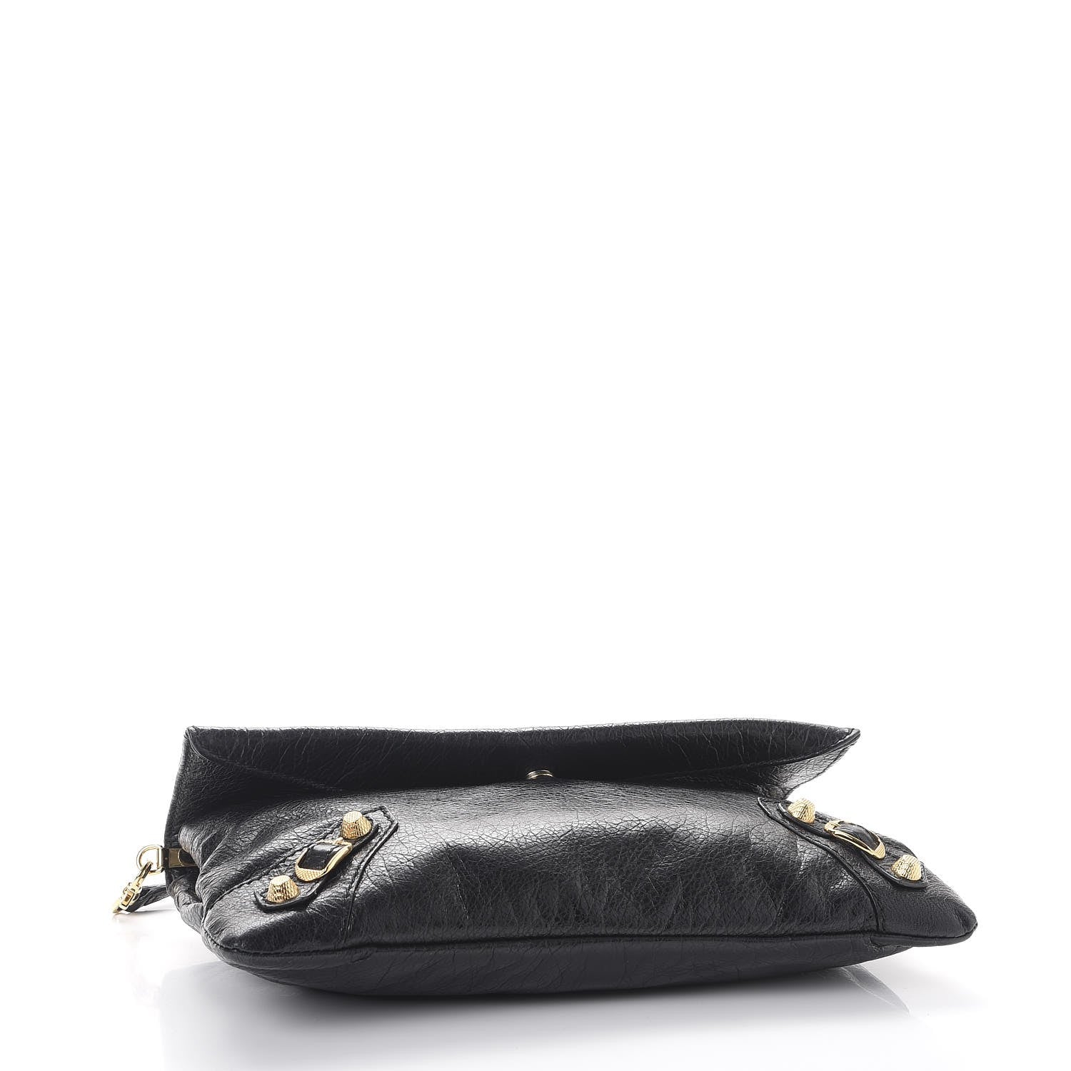 Balenciaga Agneau Giant 12 Gold Hardware Envelope Strap Clutch Black 4 of 7