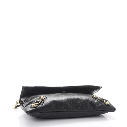 Balenciaga Agneau Giant 12 Gold Hardware Envelope Strap Clutch Black 4 of 7