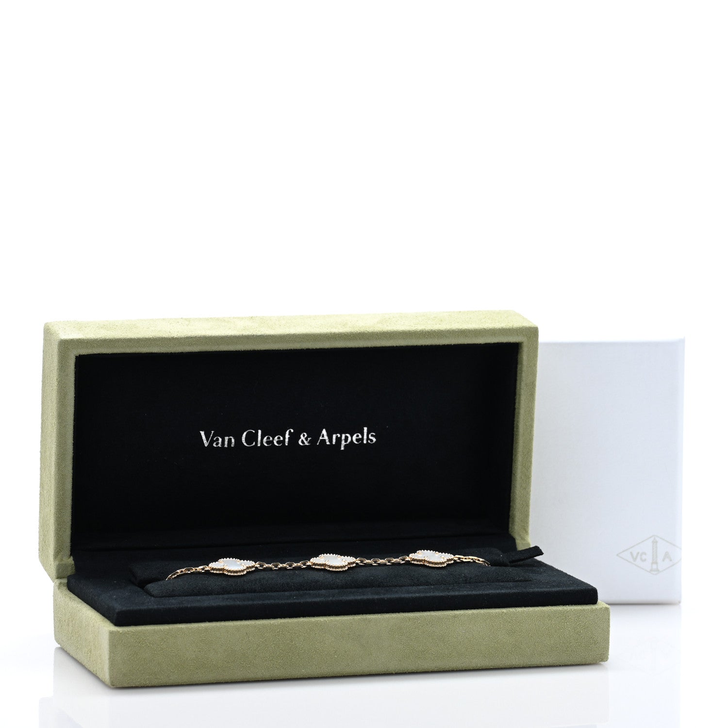 Van Cleef & Arpels 18K Yellow Gold Mother of Pearl 5 Motifs Vintage Alhambra Bracelet 4 of 4