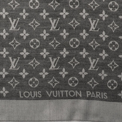 Louis Vuitton Silk Wool Monogram Denim Shawl Black 4 of 5