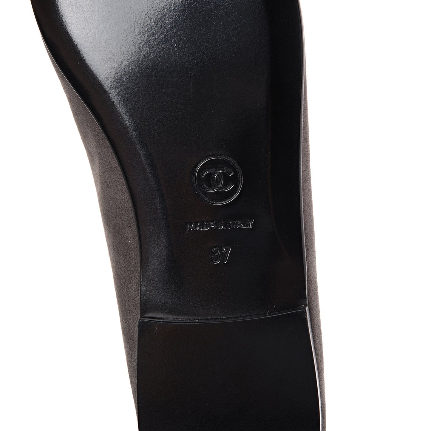 Metallic Lambskin Cap Toe CC Ballerina Flats 37 Brown Black