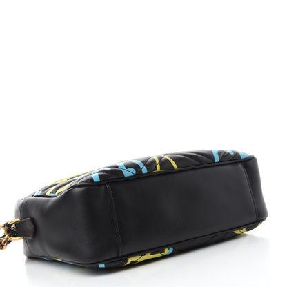 Gucci Calfskin Matelasse GucciGhost Medium GG Marmont Chain Shoulder Bag Black New Acquamarine 4 of 11