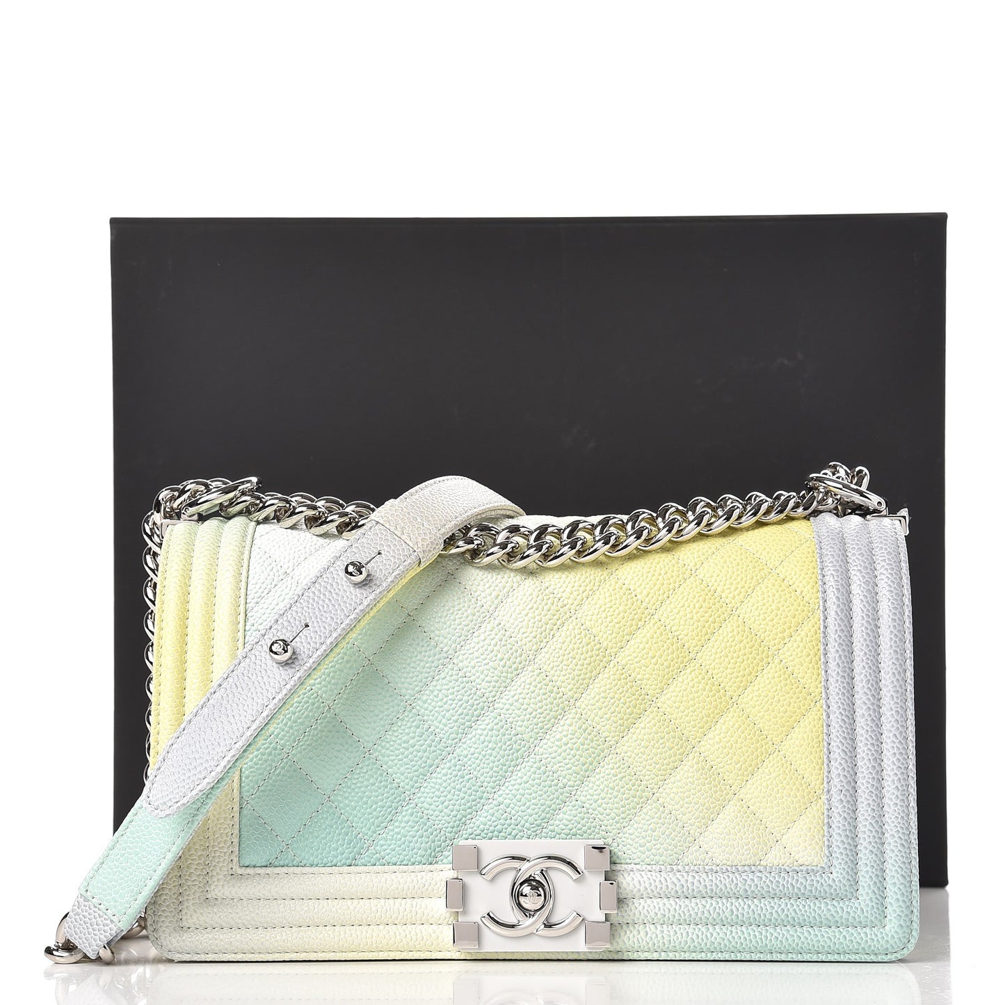 Caviar Quilted Medium Rainbow Boy Flap Multicolor