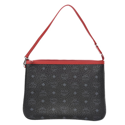 MCM Visetos Liz Shopper Tote Pouch Black Red 1 of 6