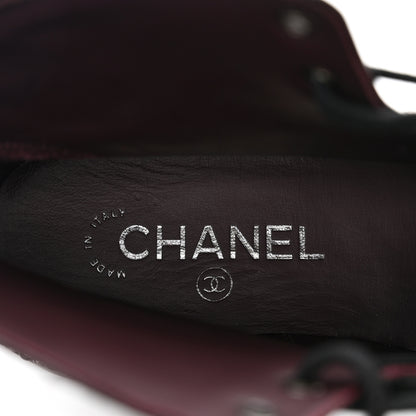 Chanel Crackled Calfskin Velvet Pearl Combat Short Boots 37.5 Black 7 of 9