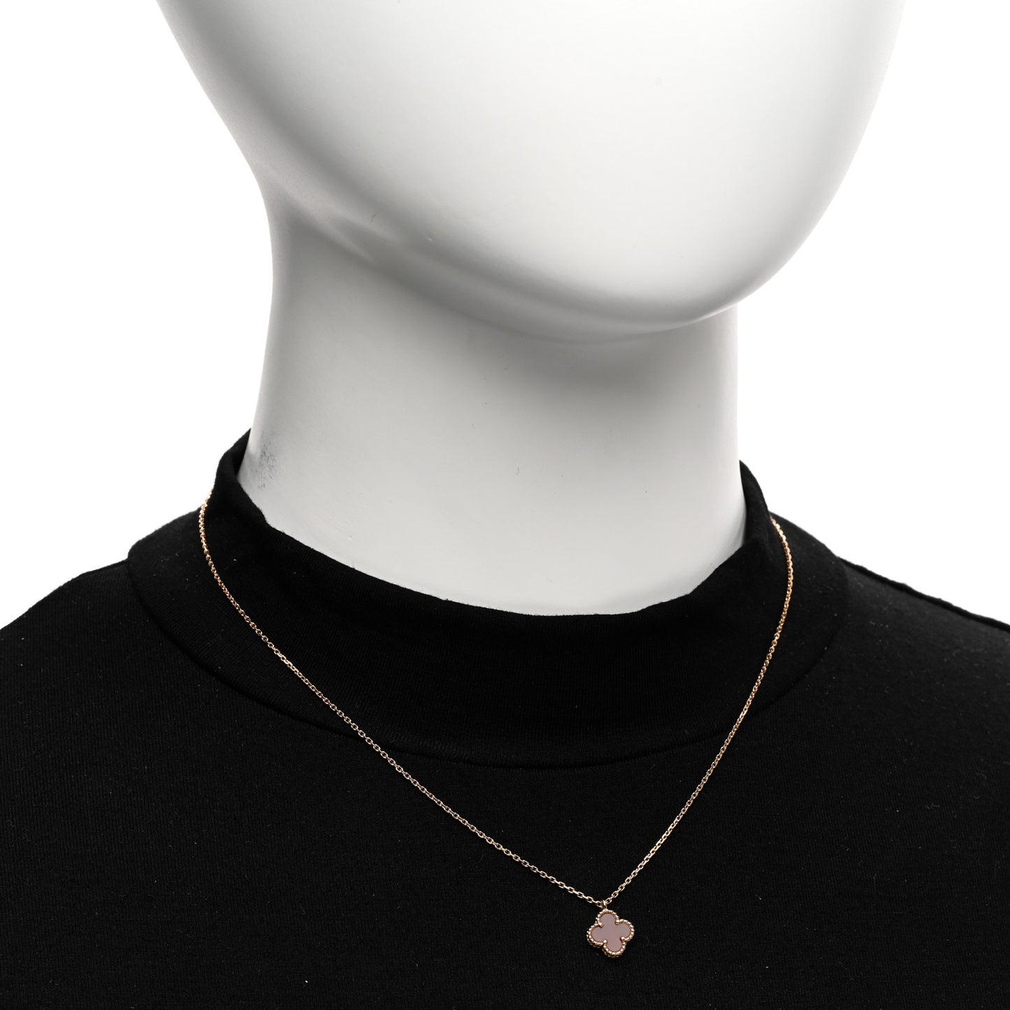 18K Rose Gold Carnelian Sweet Alhambra Pendant Necklace