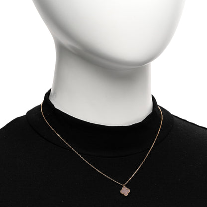 Van Cleef & Arpels 18K Rose Gold Carnelian Sweet Alhambra Pendant Necklace 2 of 5