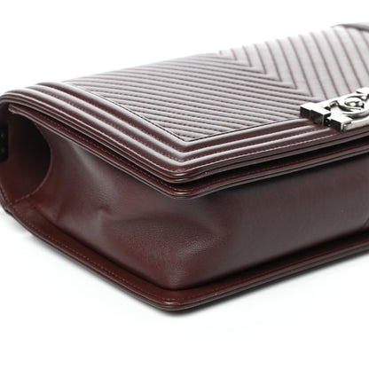 Chanel Calfskin Chevron Quilted New Medium Boy Flap Burgundy 9 of 10