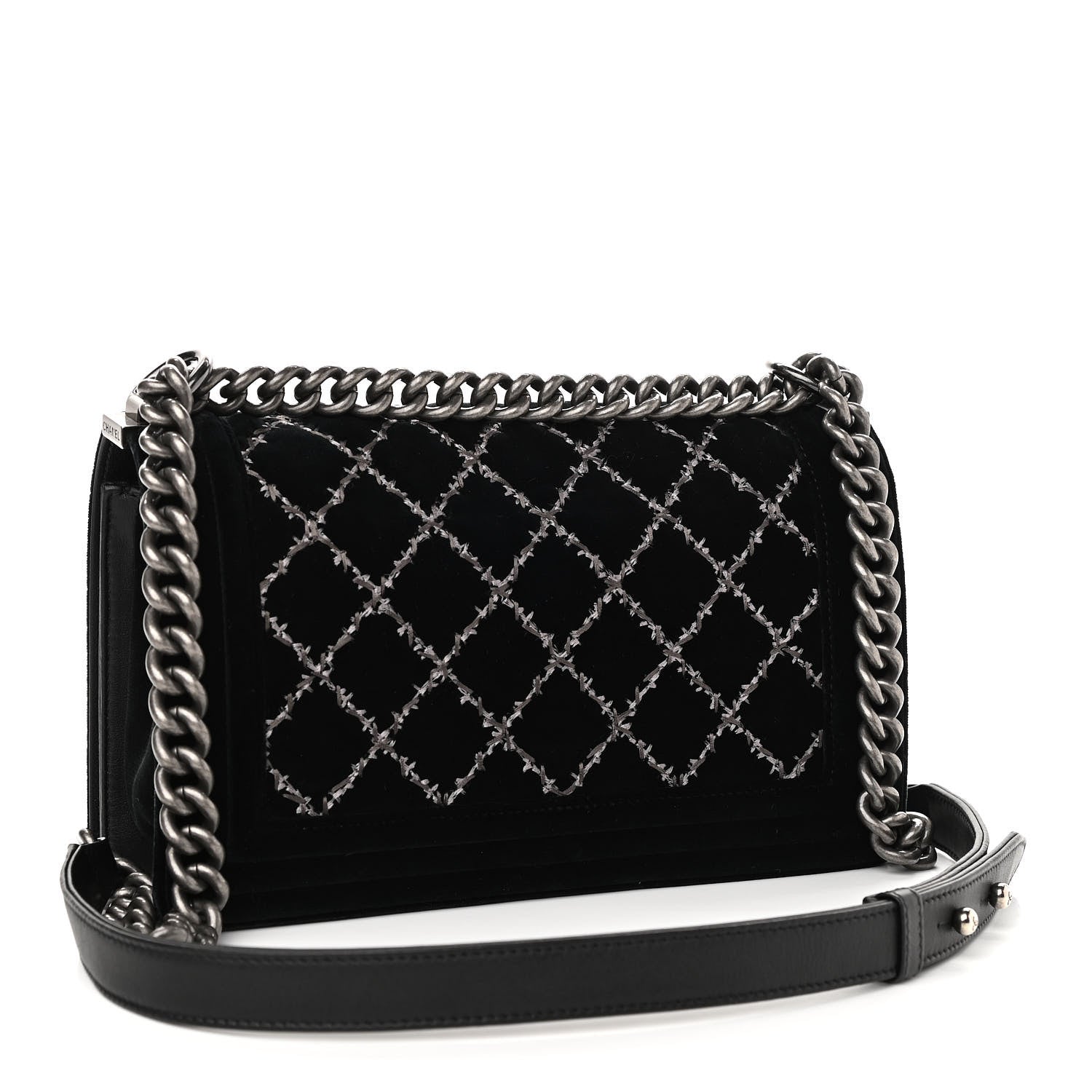 Chanel Velvet Quilted Medium Boy Flap Black 2 of 10